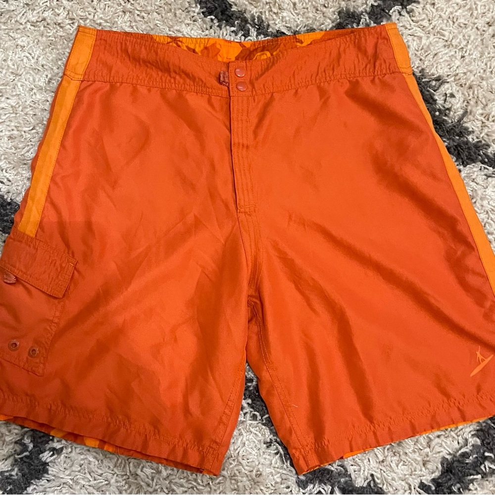 Vibrant Orange Men's Board Shorts Reversible